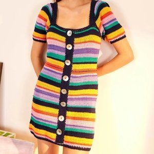 FARM Rio Rainbow crochet mini dress